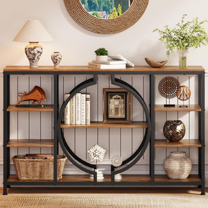 47" Industrial Console Table with 4-Tier Shelves