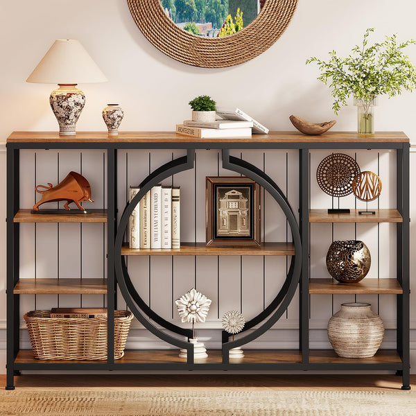 47" Industrial Console Table with 4-Tier Shelves