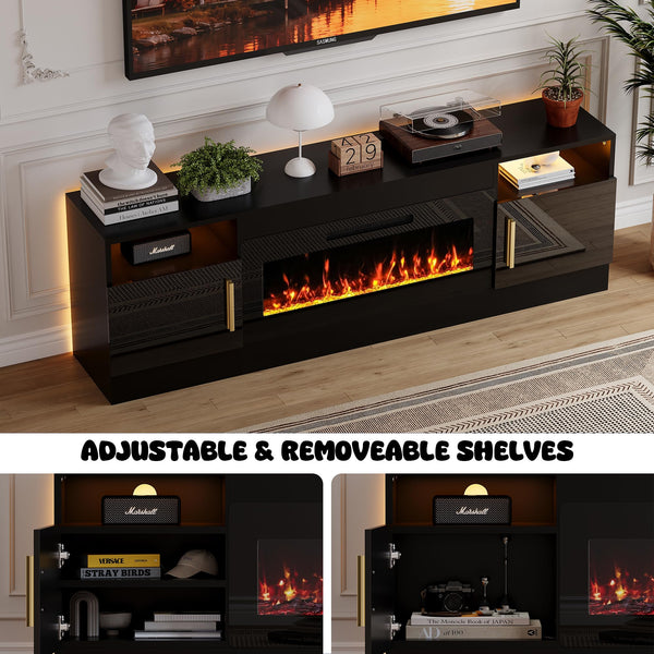 70-Inch Electric Fireplace TV Stand with LED Console