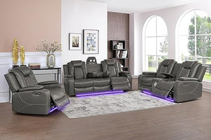 3-Piece Power Recliner Sofa Set with LED & Bluetooth