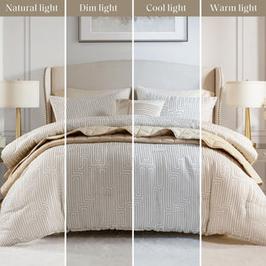 5-Piece Jacquard Comforter & Quilt Bedding Set – Queen, King, Cal King