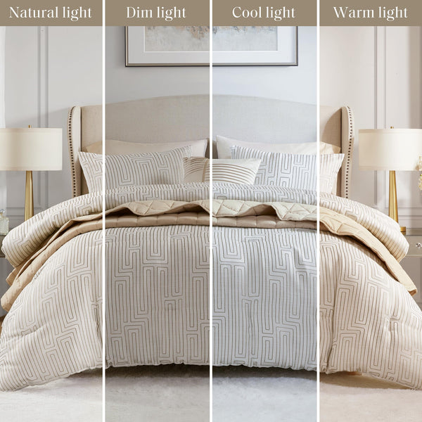 5-Piece Jacquard Comforter & Quilt Bedding Set – Queen, King, Cal King