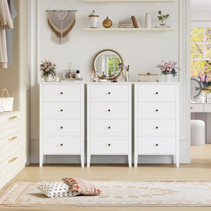 4-Drawer Wood Dresser with Metal Handles — White
