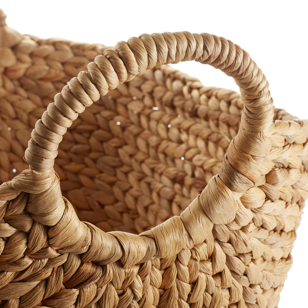 Set of 3 Woven Water Hyacinth Storage Baskets with Handles