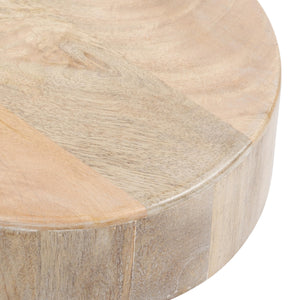 Round Solid Mango Wood Pedestal Drink Table