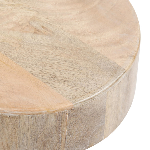 Round Solid Mango Wood Pedestal Drink Table