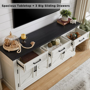 66" TV Stand with 4 Doors & 3 Drawers, Fits TVs Up to 75"