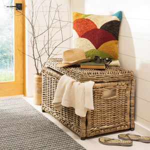 30" Wicker Storage Trunk with Removable Lid, Collapsible Rattan Chest