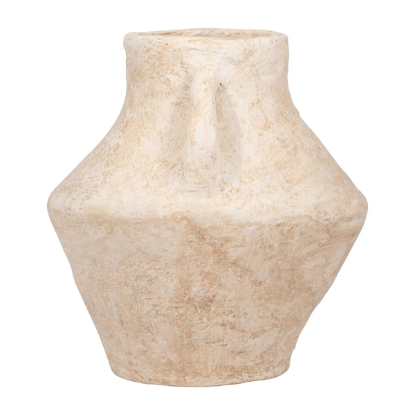 Paper Mache Amphora Vase with Handles – 14 Inch, White