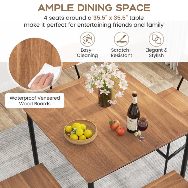 5-Piece Counter Height Dining Table Set with 4 Bar Stools