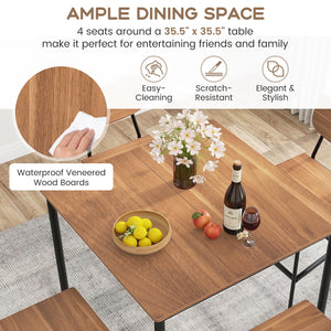 5-Piece Counter Height Dining Table Set with 4 Bar Stools