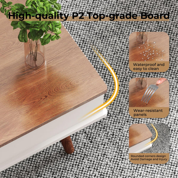VYRIVA Lift Top Coffee Table, One Minute No Assembly Required Rising Tabletop Center Table with Large Hidden Storage Compartment, Open Shelf, Anti-Pinch Design Mute for Living Room (Walnut)