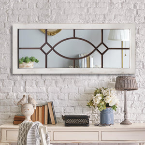 Farmhouse Wall Mirror – White Wood Frame 43.3" x 17.7"