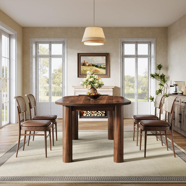 63" Oval Dining Table for 6 – Walnut MDF Kitchen Table