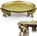 Round Decorative Tray with Elephant Base