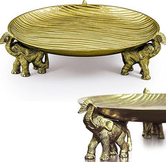 Round Decorative Tray with Elephant Base