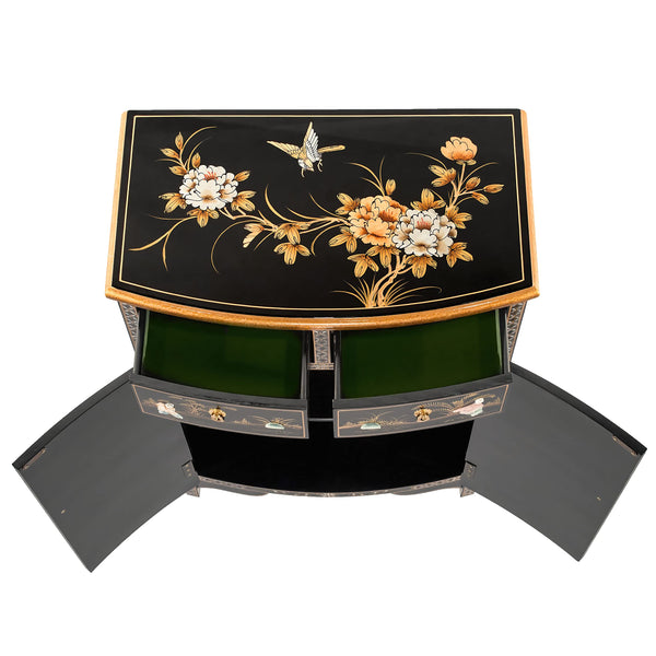 Chinese Lacquer Storage Cabinet with Mother of Pearl Inlay