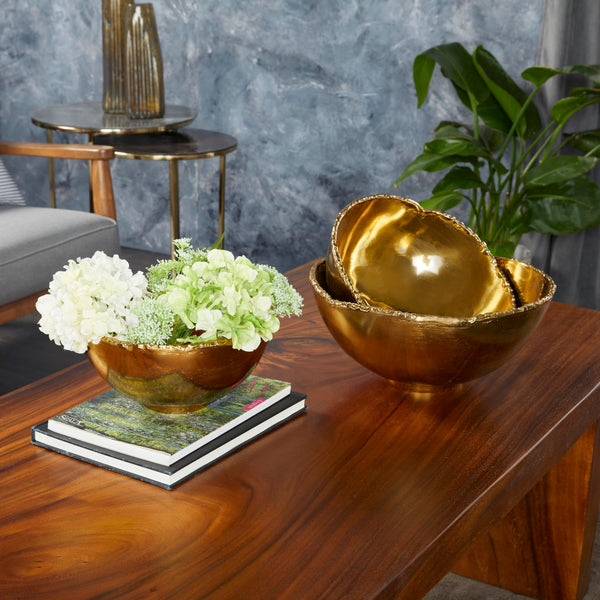 Gold Aluminum Decorative Bowls Set of 3