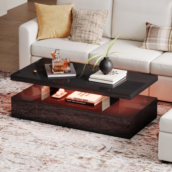 LED Coffee Table with Storage Drawer