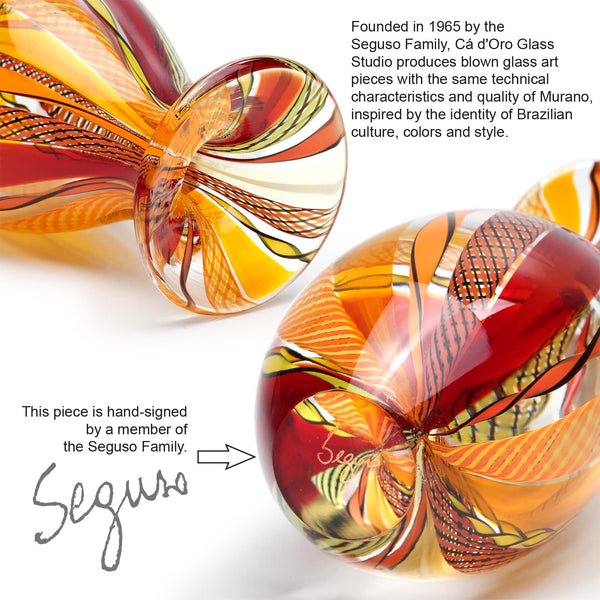Hand Blown Glass Vases Set of 2 — Boho Murano Style Art Glass