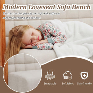 Mid-Century Modern Loveseat with Rattan Arms