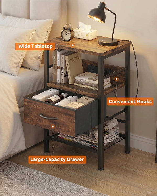 Nightstands Set of 2 with Charging Station