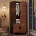 4-Door Armoire Wardrobe Cabinet with Adjustable Shelves and Hanging Rod
