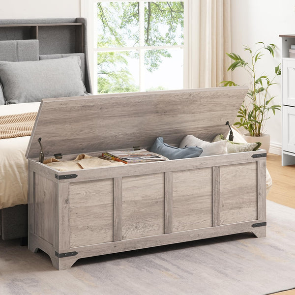 Storage Chest with Safety Hinges — Toy Box & Entryway Shoe Bench
