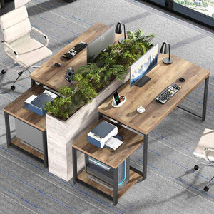 63-Inch Computer Desk with Printer Shelf & PC Tower Stand