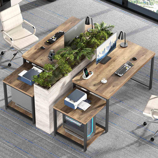 63-Inch Computer Desk with Printer Shelf & PC Tower Stand
