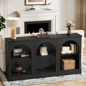 Farmhouse Console Table 63 Inch with 3-Tier Storage