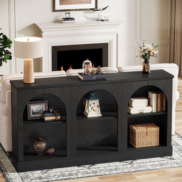 Farmhouse Console Table 63 Inch with 3-Tier Storage