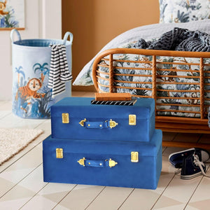 Velvet Storage Trunk Set of 2 with Gold Hardware