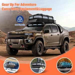 Rooftop Cargo Basket with Waterproof Bag – 250 lb Heavy-Duty Steel Roof Rack