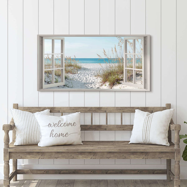 Coastal Ocean Canvas Wall Art – Beach Window Landscape Print