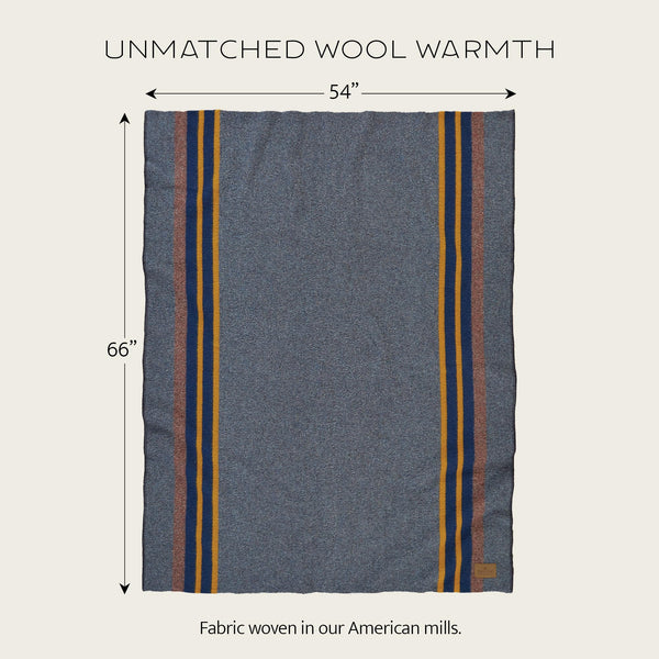 Wool Throw Blanket 54 x 66 Inch — Wool Cotton Blend, Indoor Outdoor