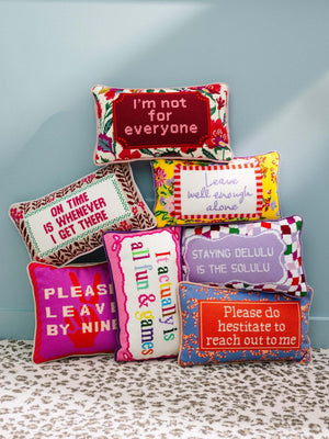 Needlepoint Decorative Throw Pillow – On Time