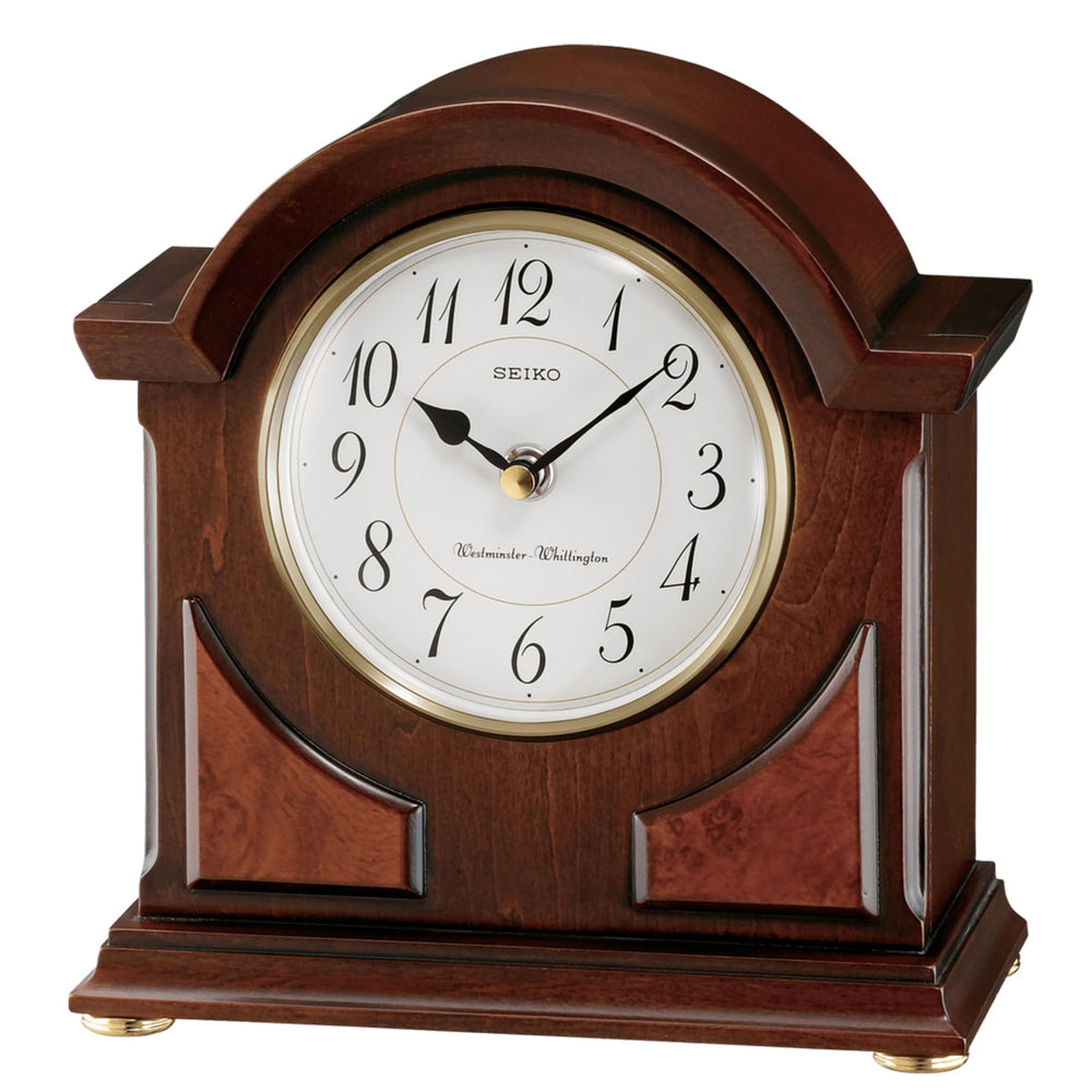 Brown Wooden Mantel Clock with Chime