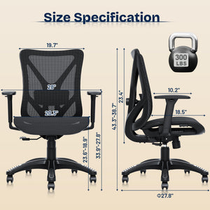 Ergonomic Mesh Office Chair with Adjustable Lumbar Support & 3D Armrests
