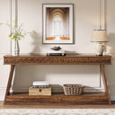 70.9" Farmhouse Console Table with 2-Tier Storage