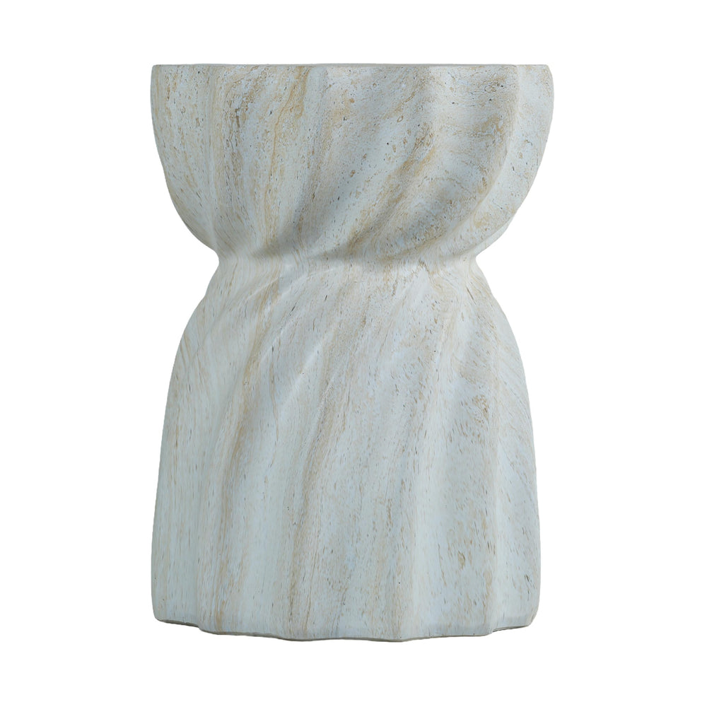 Sculptural MgO Outdoor Side Table with Faux Travertine Texture