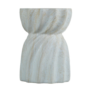 Sculptural MgO Outdoor Side Table with Faux Travertine Texture