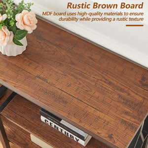 Industrial Console Table with Open Shelves – 47 Inch, Brown