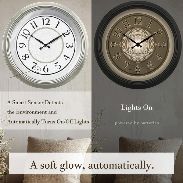 18 Inch Atomic Wall Clock with LED Night Light