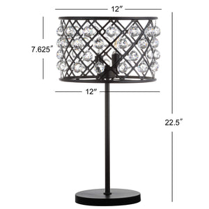 22.5" Oil Rubbed Bronze 2-Light Crystal and Iron Table Lamp
