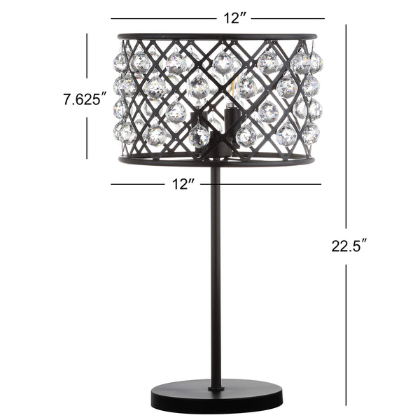 22.5" Oil Rubbed Bronze 2-Light Crystal and Iron Table Lamp