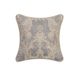 9-Piece Jacquard Comforter Set – Gray & Beige Brown Damask