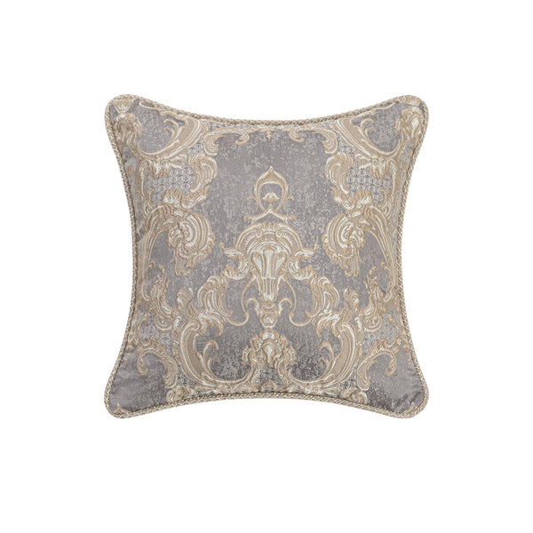 9-Piece Jacquard Comforter Set – Gray & Beige Brown Damask
