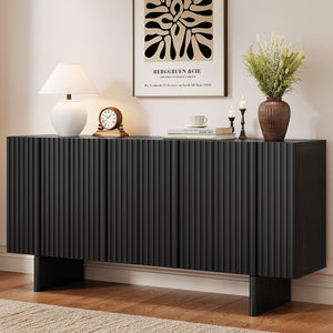 63" Fluted Sideboard Buffet Cabinet with Adjustable Shelves