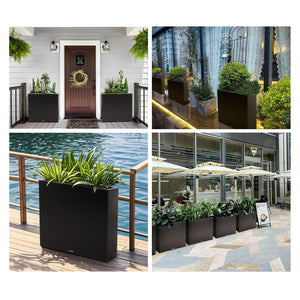 Metal Rectangular Planter Box — Tall Outdoor Flower Pot with Drainage